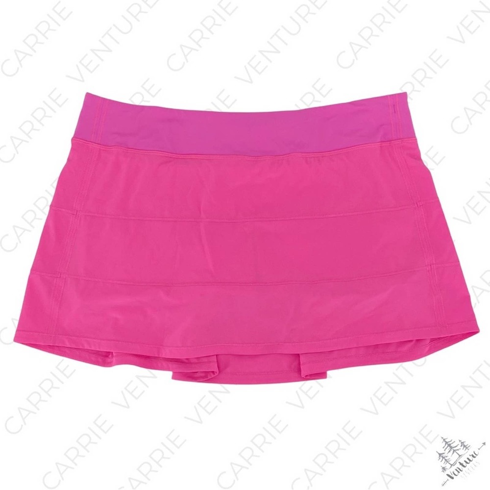 Lululemon Tall Pace Rival Skirt Electric Bright Hot Pink Golf Tennis Skort 14 - Picture 2 of 12